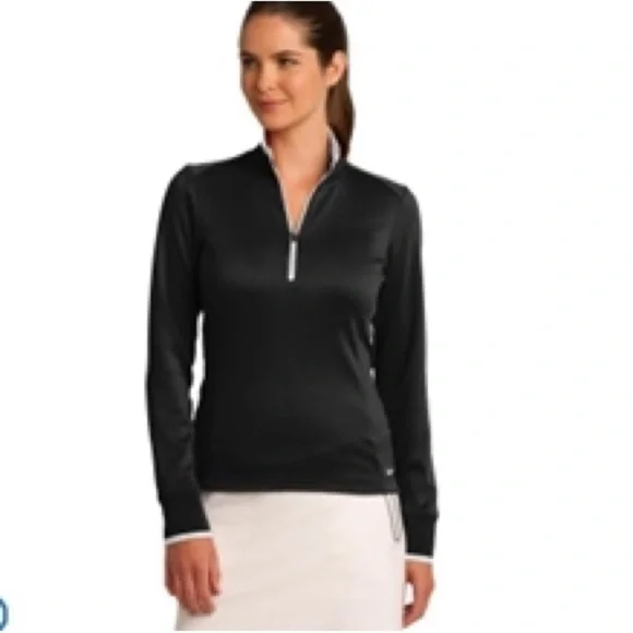 Nike  Ladies Dri-FIT 1/2-Zip Cover-Up - Black/White Golf Size Large - Picture 10 of 13